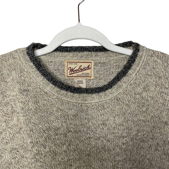 Woolrich Wool Blend Sweater in Oat Mix Tan Crew Neck Men's Size Large Sz L - Picture 5 of 8